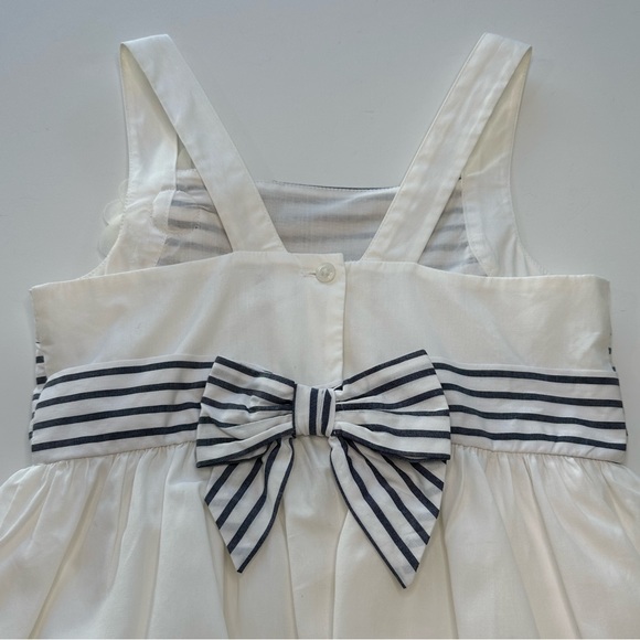 Janie & Jack Striped Blossom White & Blue Dress Girls Size 3 - Picture 7 of 11